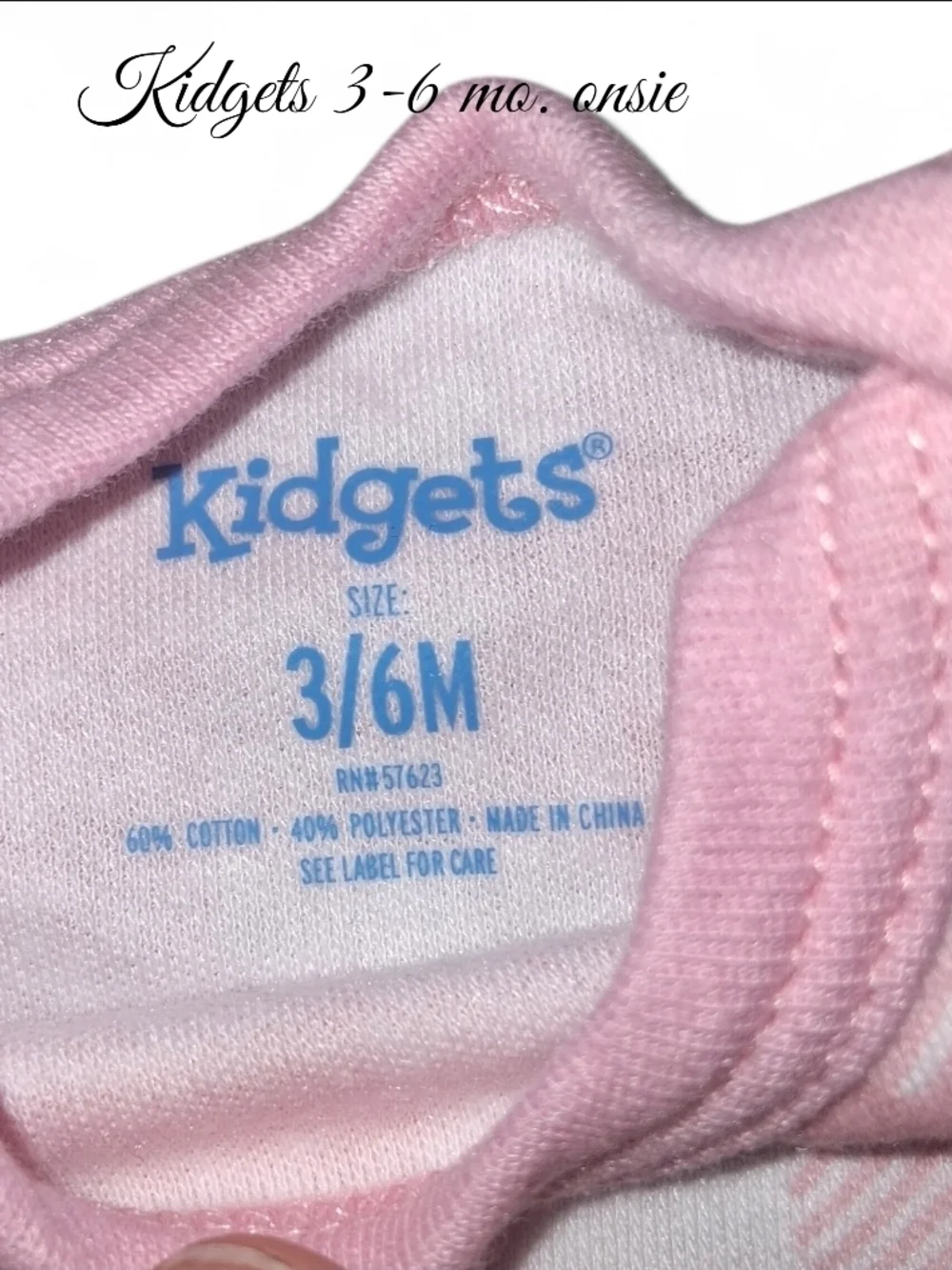 💕 $3 Bundled Kidgets Pink and White Gingham Baby One-Piece Bodysuit 3-6 mo.